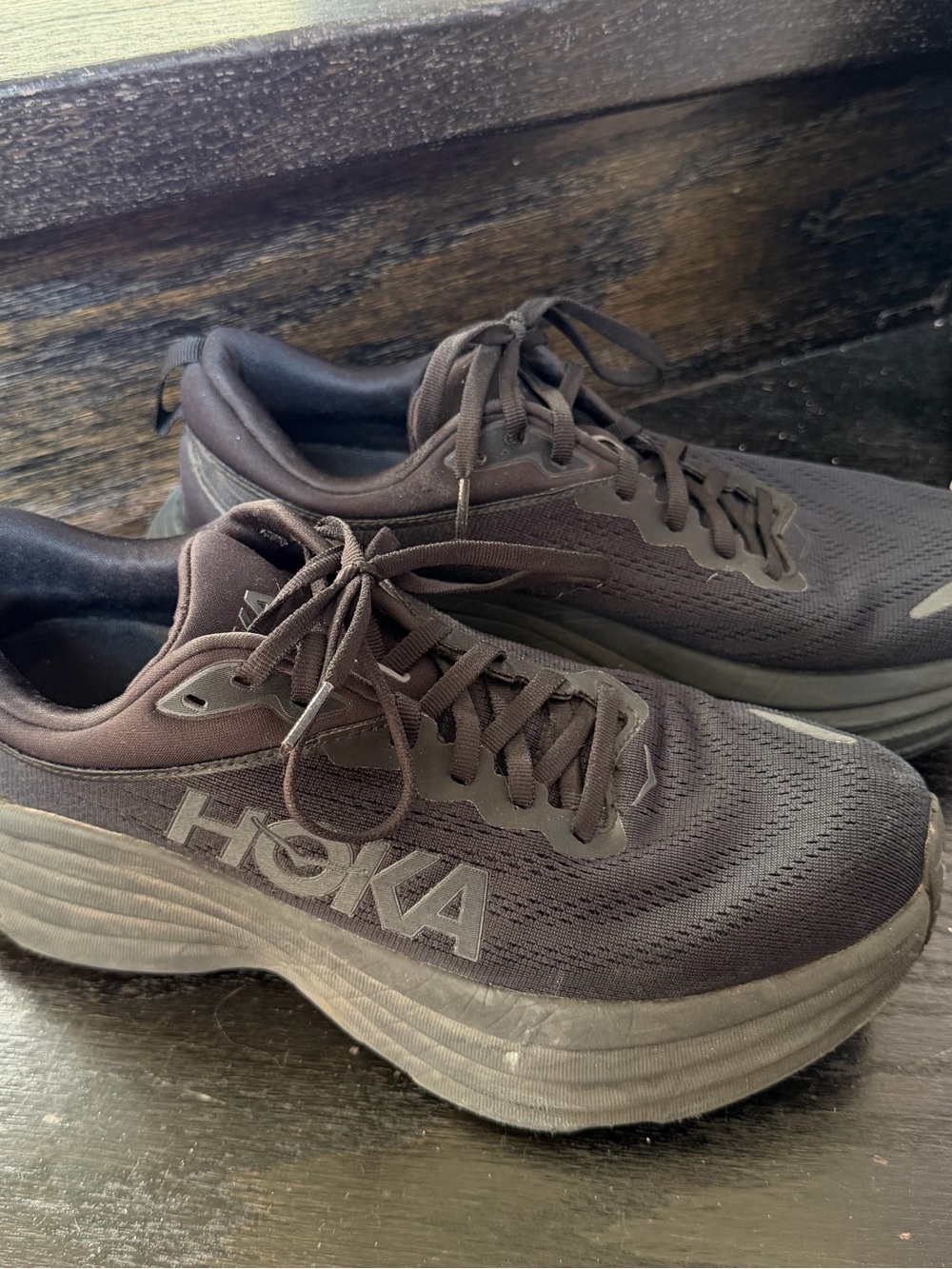 HOKA Bondi 8 Running Shoes – Men’s US 10 – Triple Black – Excellent Condition